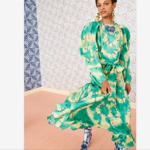 ULLA JOHNSON Silk NWT Salma Jade + Citrine Dress 6